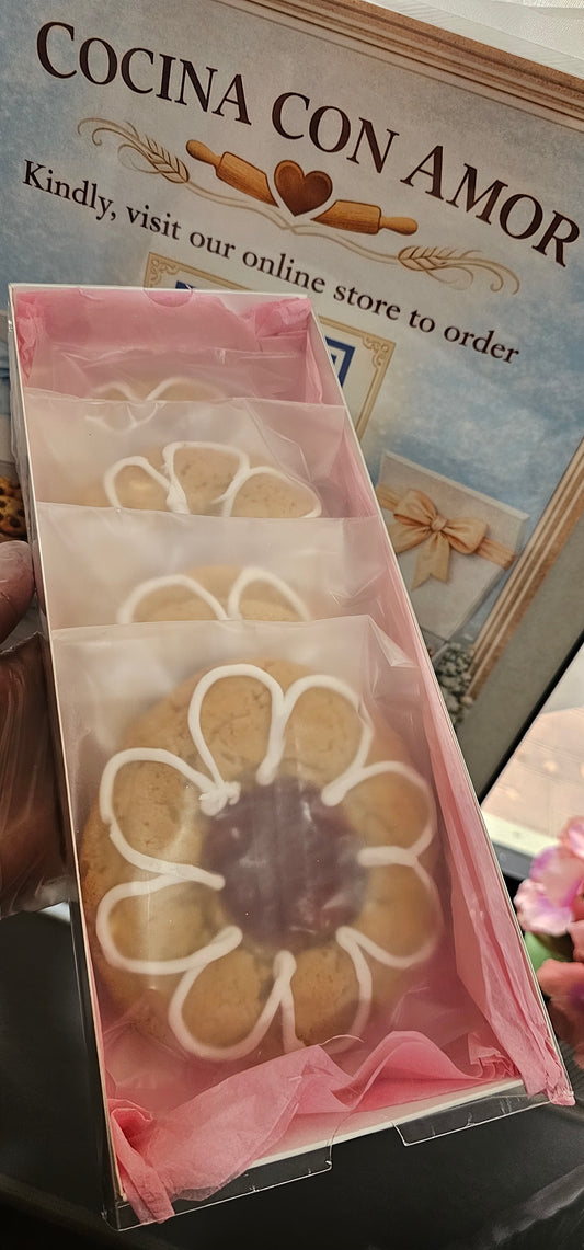 Guava White Chocolate Daisy Cookie Box ..includes (4) 5oz. Cookies