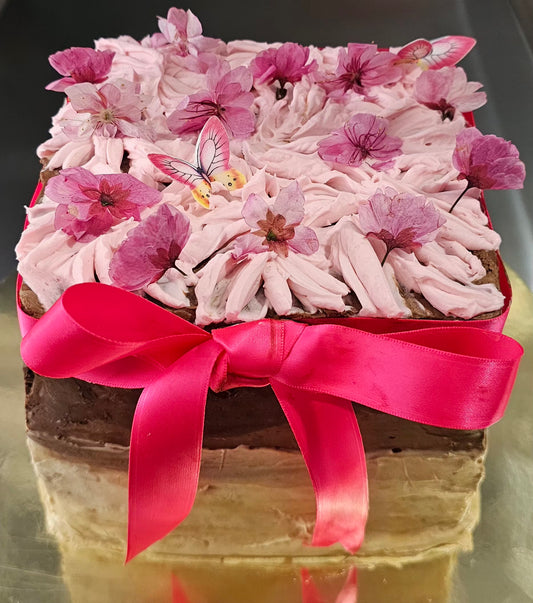 Chocolate Cherry Blossom 🌸 Cake  6 inch, 4 layers. It serves 8-10 people *(also available in 8 in. which serves 16-20 people)